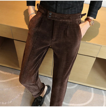 2025 New Light Luxury Chenille Neapolitan High Waist  Casual Pants for Men, Premium Feeling Slim Fit  Mens Dress Pants