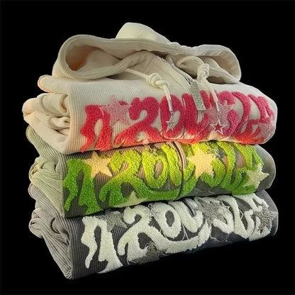 Fashion Embroidery Zip Up Hoodies Women Autumn Long Sleeve Tops Loose Hood Shirt Harajuku Y2K Clothes Female Sweatshirt Jacket