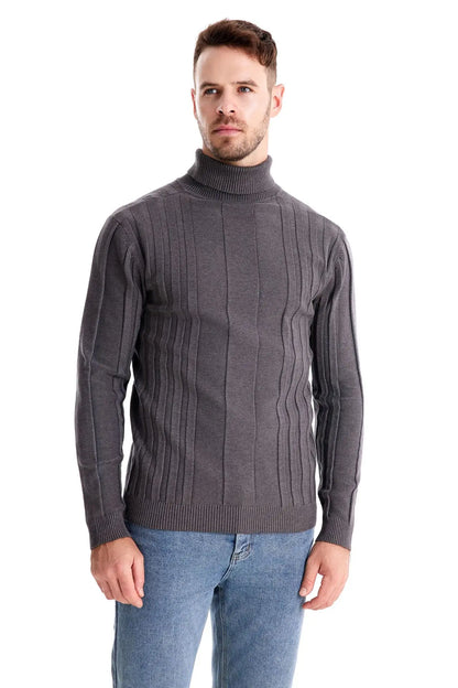 Winter Slim Fit Pullovers Turtleneck Men Casual Basic Solid Color Warm Striped Sweater Mens New Fashion Sweaters Male