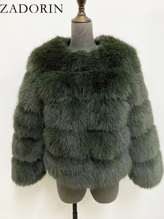 ZADORIN Mink Coats Autumn Winter Fluffy Black Faux Fur Coat Women Elegant Thick Warm Faux Fur Jackets For Women 2024 Tops