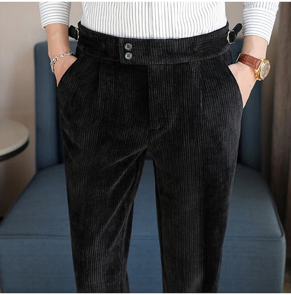 2025 New Light Luxury Chenille Neapolitan High Waist  Casual Pants for Men, Premium Feeling Slim Fit  Mens Dress Pants