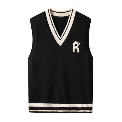 Autumn plus size casual sweater 7XL 6XL 5XL 4XL fashion new men's Japanese college style V-neck loose pullover sweater vest.