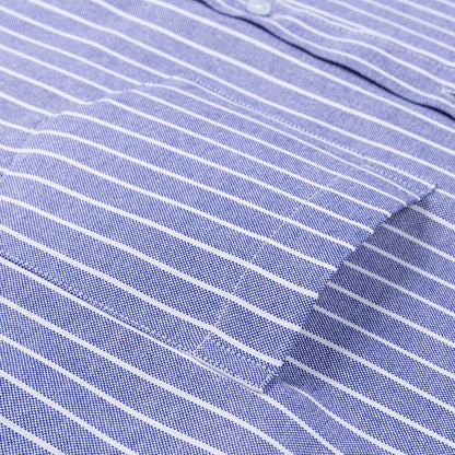 Men's Trendy Striped Lapel Collar Design Cotton Dress Shirts, Long Sleeve Casual Button Up Commuter Shirt For Spring/Fall