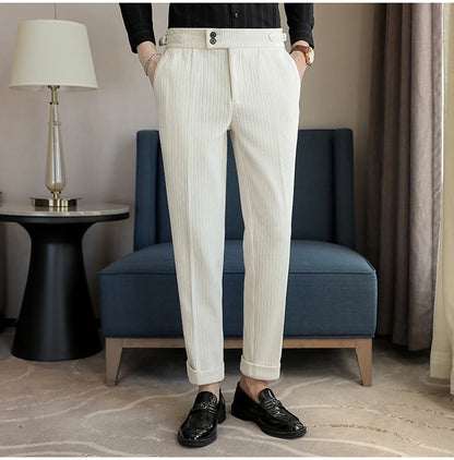 2025 New Light Luxury Chenille Neapolitan High Waist  Casual Pants for Men, Premium Feeling Slim Fit  Mens Dress Pants