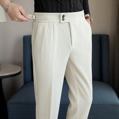 2025 New Light Luxury Chenille Neapolitan High Waist  Casual Pants for Men, Premium Feeling Slim Fit  Mens Dress Pants
