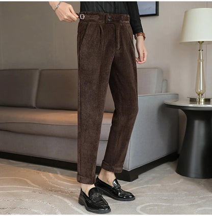 2025 New Light Luxury Chenille Neapolitan High Waist  Casual Pants for Men, Premium Feeling Slim Fit  Mens Dress Pants