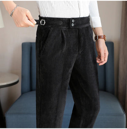 2025 New Light Luxury Chenille Neapolitan High Waist  Casual Pants for Men, Premium Feeling Slim Fit  Mens Dress Pants