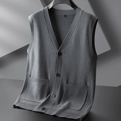 New Arrival Fashion Suepr Large Autumn Men's V-Neck Knitted Cardigan Vest Fashion Sweater Plus Size XL 2XL 3XL 4XL 5XL 6XL 7XL