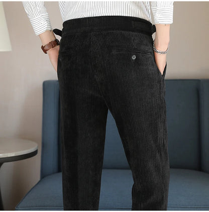 2025 New Light Luxury Chenille Neapolitan High Waist  Casual Pants for Men, Premium Feeling Slim Fit  Mens Dress Pants