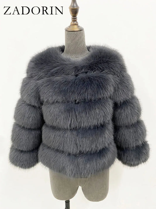 ZADORIN Mink Coats Autumn Winter Fluffy Black Faux Fur Coat Women Elegant Thick Warm Faux Fur Jackets For Women 2024 Tops