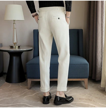 2025 New Light Luxury Chenille Neapolitan High Waist  Casual Pants for Men, Premium Feeling Slim Fit  Mens Dress Pants