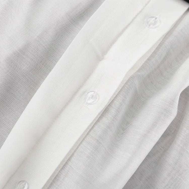 Bornladies Autumn Women's Fashionable Loose Collared Shirt Office Lady Solid Color Versatile Flare sleeve Top Long Sleeved Shirt