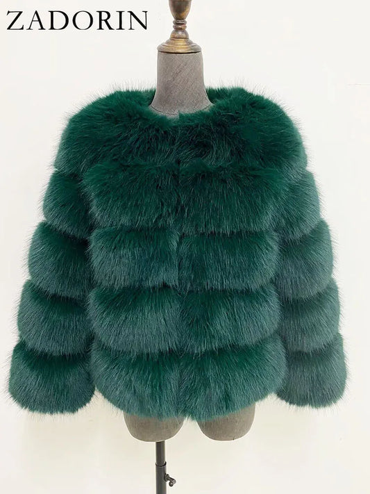ZADORIN Mink Coats Autumn Winter Fluffy Black Faux Fur Coat Women Elegant Thick Warm Faux Fur Jackets For Women 2024 Tops