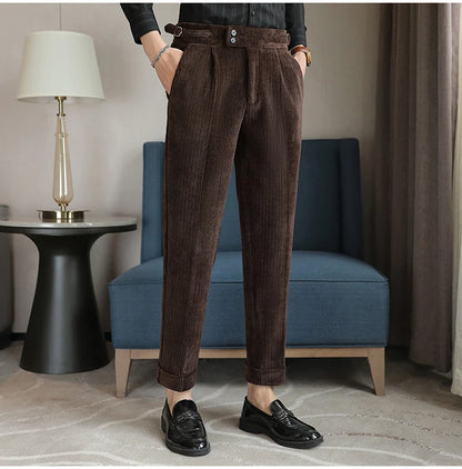 2025 New Light Luxury Chenille Neapolitan High Waist  Casual Pants for Men, Premium Feeling Slim Fit  Mens Dress Pants