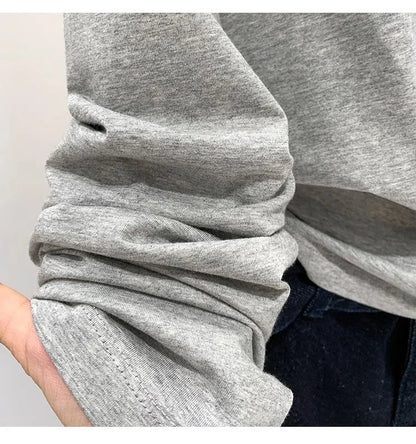 One Shoulder Cotton Slant Shoulder Long Sleeve Women's Clothing Style Interior Wide Truffle Shoulder Base Autumn Winter Shirt