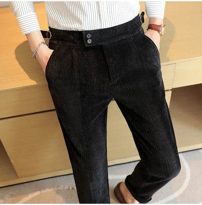 2025 New Light Luxury Chenille Neapolitan High Waist  Casual Pants for Men, Premium Feeling Slim Fit  Mens Dress Pants