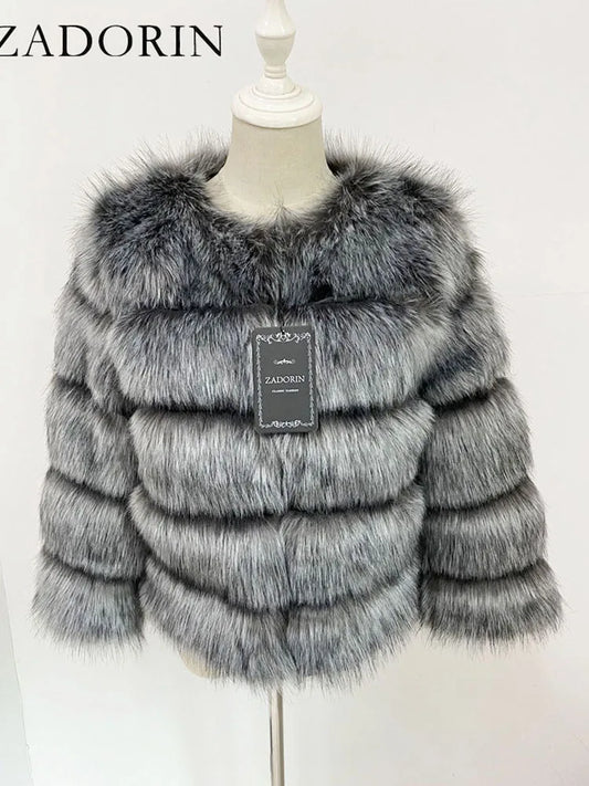 ZADORIN Mink Coats Autumn Winter Fluffy Black Faux Fur Coat Women Elegant Thick Warm Faux Fur Jackets For Women 2024 Tops