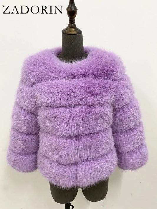 ZADORIN Mink Coats Autumn Winter Fluffy Black Faux Fur Coat Women Elegant Thick Warm Faux Fur Jackets For Women 2024 Tops