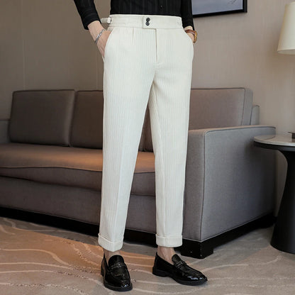 2025 New Light Luxury Chenille Neapolitan High Waist  Casual Pants for Men, Premium Feeling Slim Fit  Mens Dress Pants