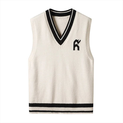 Autumn plus size casual sweater 7XL 6XL 5XL 4XL fashion new men's Japanese college style V-neck loose pullover sweater vest.