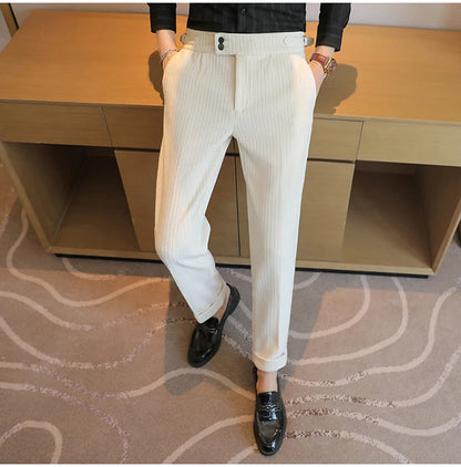 2025 New Light Luxury Chenille Neapolitan High Waist  Casual Pants for Men, Premium Feeling Slim Fit  Mens Dress Pants