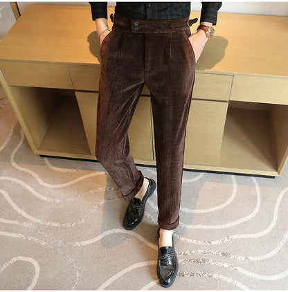 2025 New Light Luxury Chenille Neapolitan High Waist  Casual Pants for Men, Premium Feeling Slim Fit  Mens Dress Pants