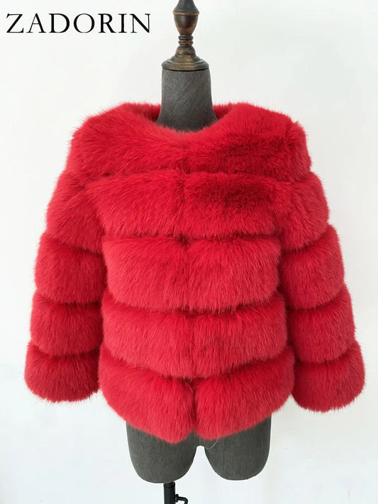 ZADORIN Mink Coats Autumn Winter Fluffy Black Faux Fur Coat Women Elegant Thick Warm Faux Fur Jackets For Women 2024 Tops