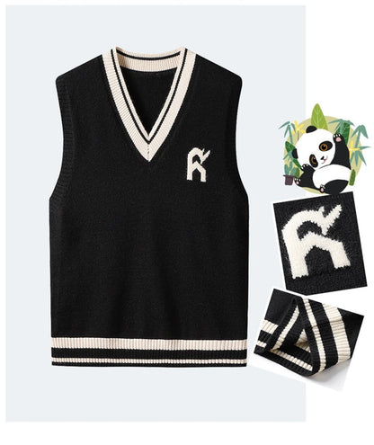 Autumn plus size casual sweater 7XL 6XL 5XL 4XL fashion new men's Japanese college style V-neck loose pullover sweater vest.