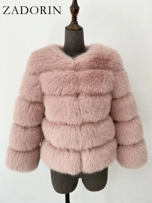 ZADORIN Mink Coats Autumn Winter Fluffy Black Faux Fur Coat Women Elegant Thick Warm Faux Fur Jackets For Women 2024 Tops