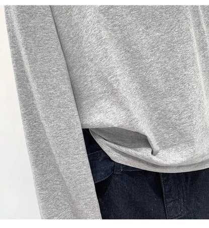 One Shoulder Cotton Slant Shoulder Long Sleeve Women's Clothing Style Interior Wide Truffle Shoulder Base Autumn Winter Shirt