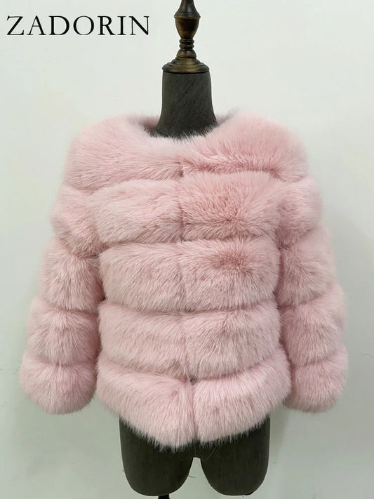 ZADORIN Mink Coats Autumn Winter Fluffy Black Faux Fur Coat Women Elegant Thick Warm Faux Fur Jackets For Women 2024 Tops