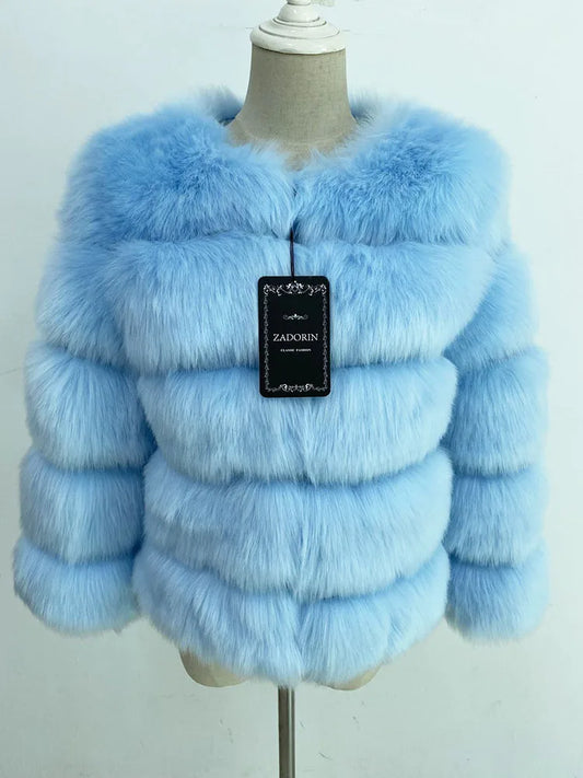 ZADORIN Mink Coats Autumn Winter Fluffy Black Faux Fur Coat Women Elegant Thick Warm Faux Fur Jackets For Women 2024 Tops