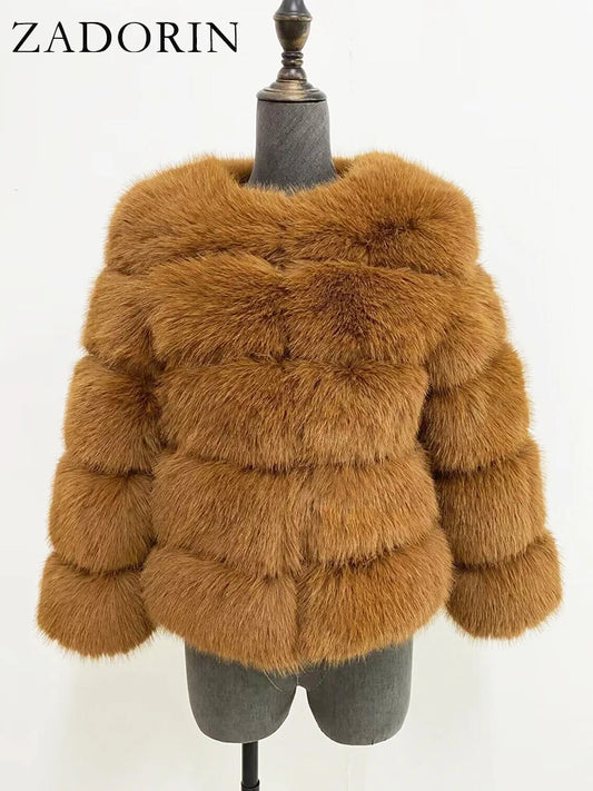 ZADORIN Mink Coats Autumn Winter Fluffy Black Faux Fur Coat Women Elegant Thick Warm Faux Fur Jackets For Women 2024 Tops
