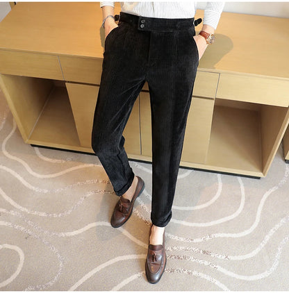2025 New Light Luxury Chenille Neapolitan High Waist  Casual Pants for Men, Premium Feeling Slim Fit  Mens Dress Pants