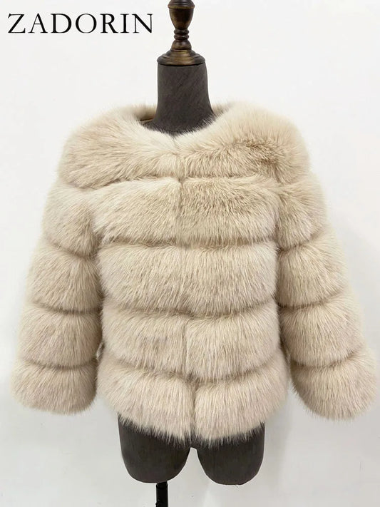 ZADORIN Mink Coats Autumn Winter Fluffy Black Faux Fur Coat Women Elegant Thick Warm Faux Fur Jackets For Women 2024 Tops