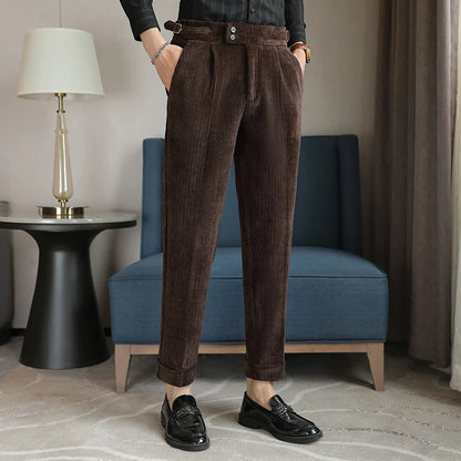 2025 New Light Luxury Chenille Neapolitan High Waist  Casual Pants for Men, Premium Feeling Slim Fit  Mens Dress Pants