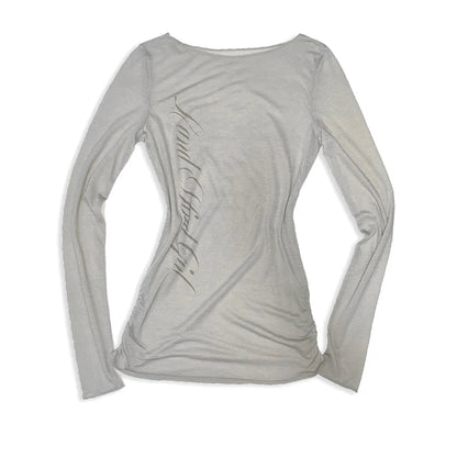 Gothic Harajuku Vintage Punk Emo Girls Long Sleeve Tee Sexy Slim Chic Printing Crop Tops Grunge Y2K Aesthetic Women's Streetwear