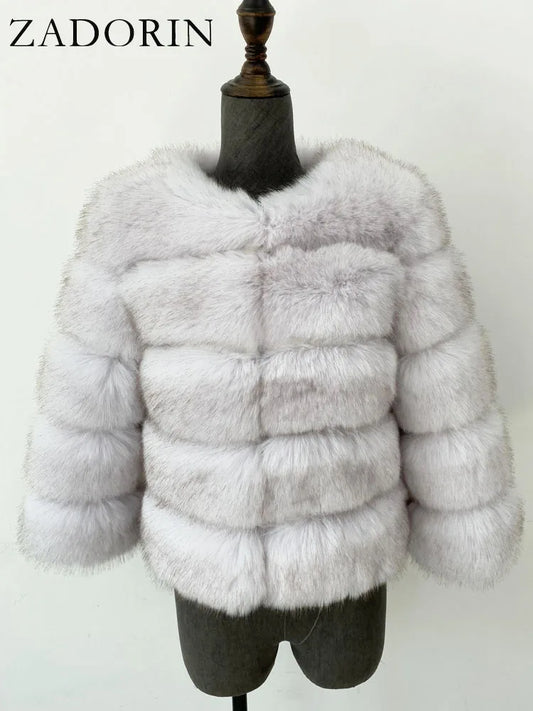 ZADORIN Mink Coats Autumn Winter Fluffy Black Faux Fur Coat Women Elegant Thick Warm Faux Fur Jackets For Women 2024 Tops