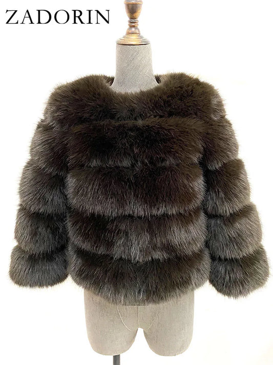 ZADORIN Mink Coats Autumn Winter Fluffy Black Faux Fur Coat Women Elegant Thick Warm Faux Fur Jackets For Women 2024 Tops
