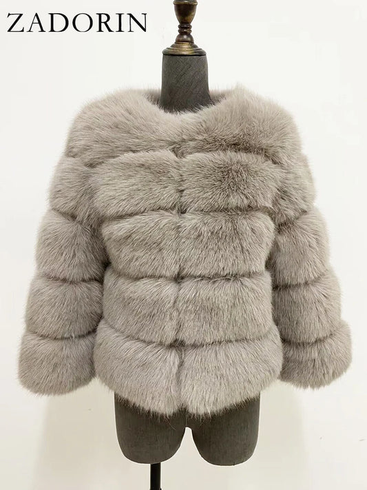 ZADORIN Mink Coats Autumn Winter Fluffy Black Faux Fur Coat Women Elegant Thick Warm Faux Fur Jackets For Women 2024 Tops