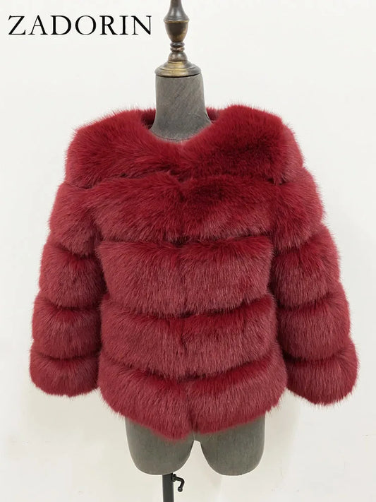ZADORIN Mink Coats Autumn Winter Fluffy Black Faux Fur Coat Women Elegant Thick Warm Faux Fur Jackets For Women 2024 Tops
