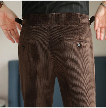 2025 New Light Luxury Chenille Neapolitan High Waist  Casual Pants for Men, Premium Feeling Slim Fit  Mens Dress Pants