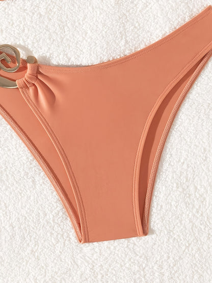 New Two-piece Sexy Solid Color Metal Jewelry Bikini Beach Women's Separated Swimsuit