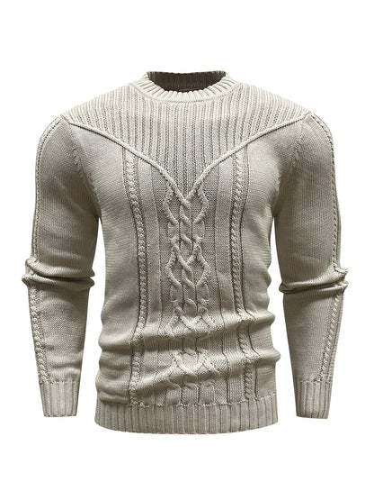 Men's Mature Casual Crew Neck Vintage Floral Knit Pullover