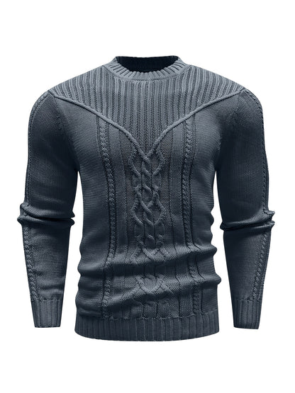 Men's Mature Casual Crew Neck Vintage Floral Knit Pullover
