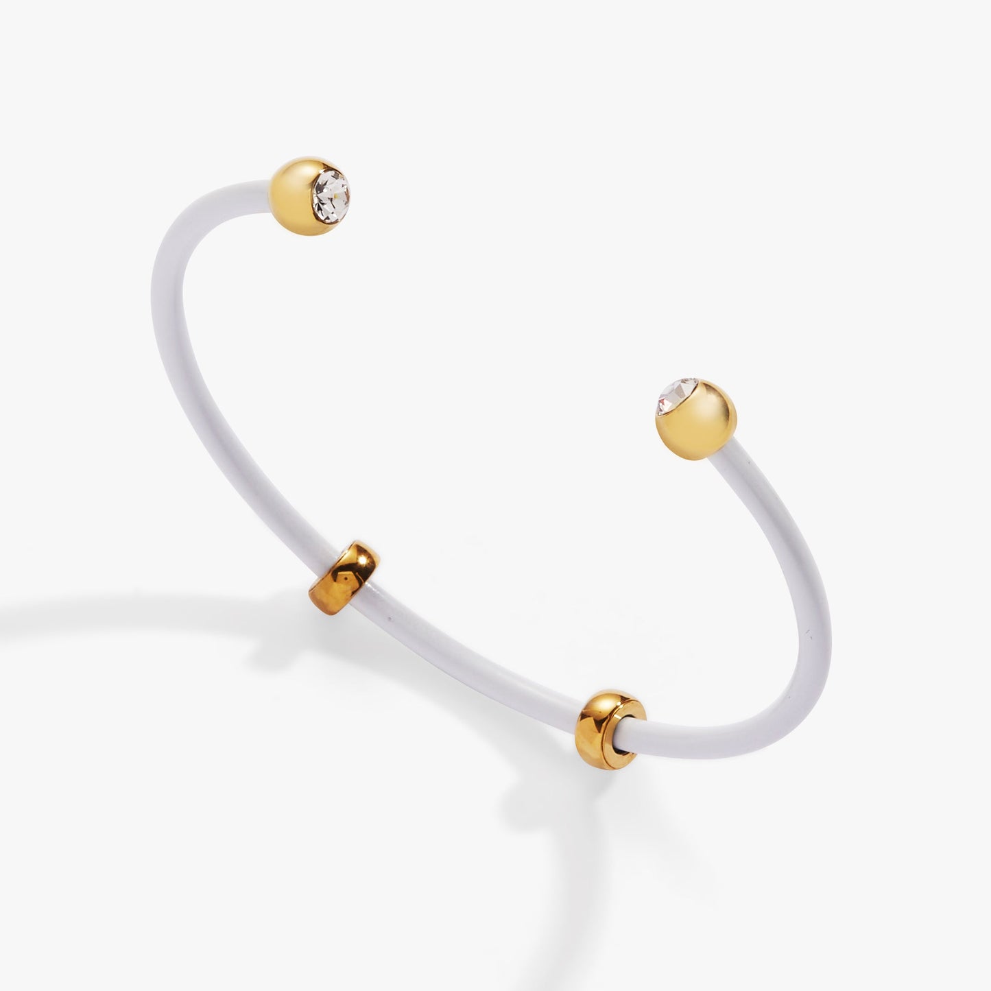 Bezel Stone Enamel Cuff, White