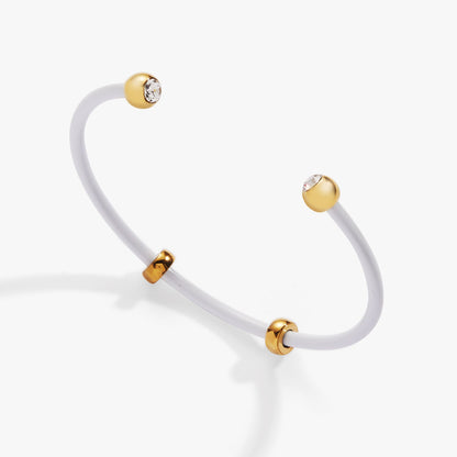 Bezel Stone Enamel Cuff, White