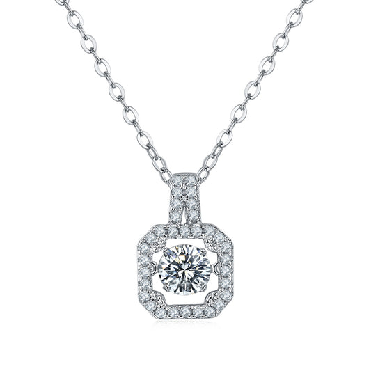 Set With Top-quality Moissanite, This Luxurious And Fashionable Light Luxury Trend Jewelry Necklace Pendant Is Made Of S925 Silver Electroplated With Platinum