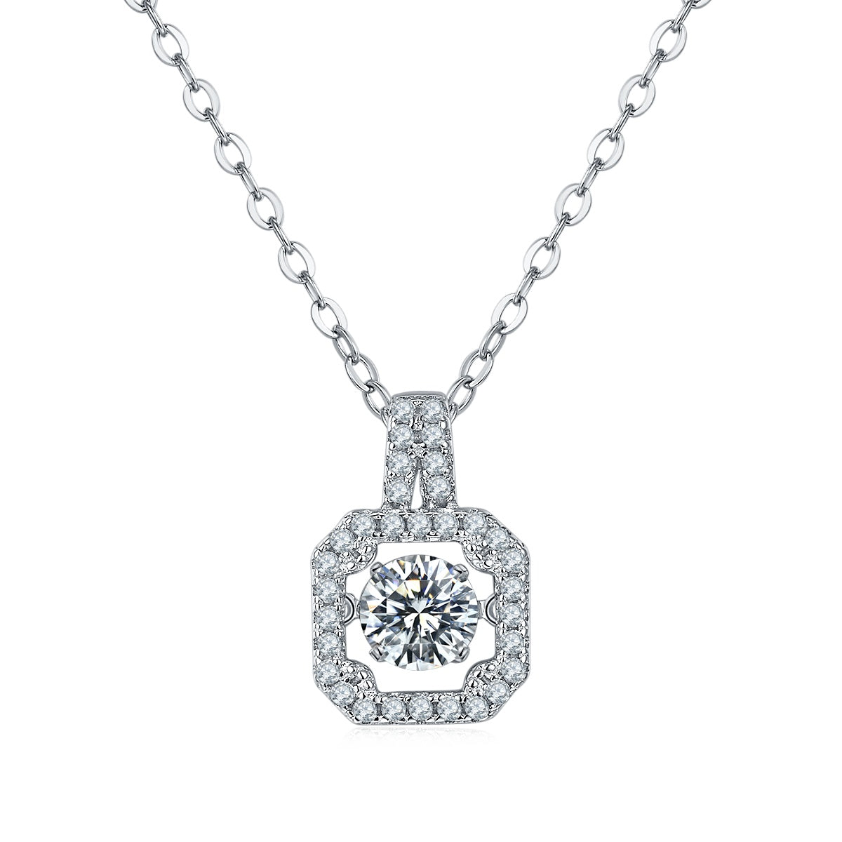 Set With Top-quality Moissanite, This Luxurious And Fashionable Light Luxury Trend Jewelry Necklace Pendant Is Made Of S925 Silver Electroplated With Platinum