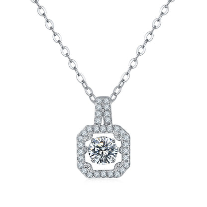 Set With Top-quality Moissanite, This Luxurious And Fashionable Light Luxury Trend Jewelry Necklace Pendant Is Made Of S925 Silver Electroplated With Platinum
